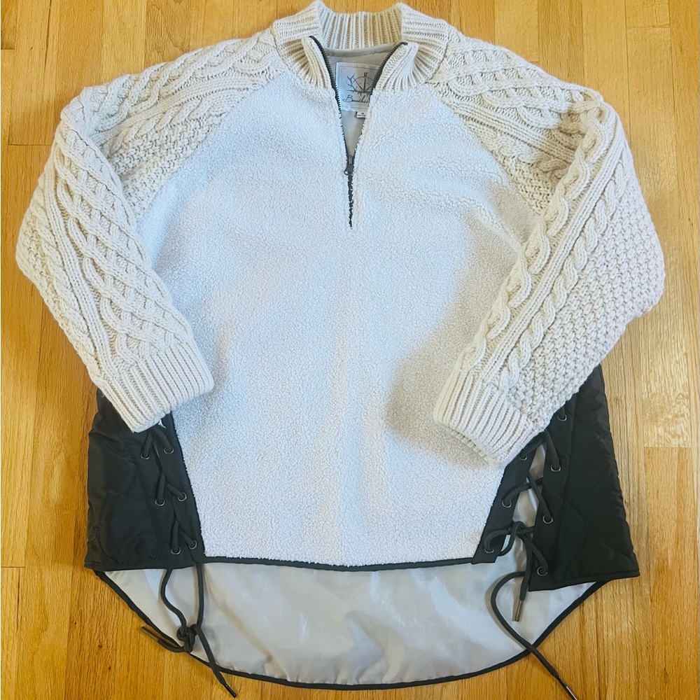Women's White and Black Zip-Up Jacket